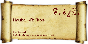 Hrubi Ákos névjegykártya